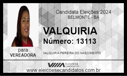 Candidato VALQUIRIA 2024 - BELMONTE - Eleições