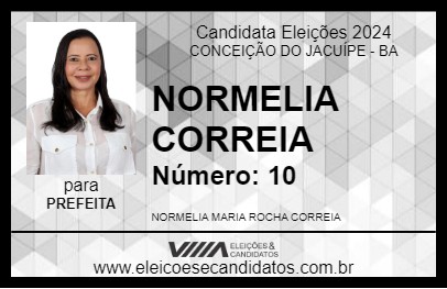 Candidato NORMELIA CORREIA 2024 - CONCEIÇÃO DO JACUÍPE - Eleições