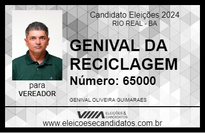 Candidato GENIVAL DA RECICLAGEM 2024 - RIO REAL - Eleições