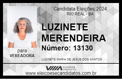 Candidato LUZINETE MERENDEIRA 2024 - RIO REAL - Eleições