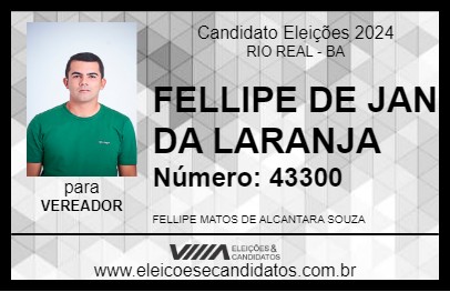 Candidato FELLIPE DE JAN DA LARANJA 2024 - RIO REAL - Eleições