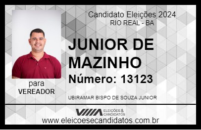 Candidato JUNIOR DE MAZINHO 2024 - RIO REAL - Eleições