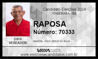 Candidato RAPOSA 2024 - ITABERABA - Eleições