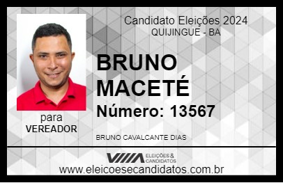 Candidato BRUNO MACETÉ 2024 - QUIJINGUE - Eleições