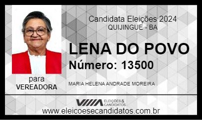 Candidato LENA DO POVO 2024 - QUIJINGUE - Eleições