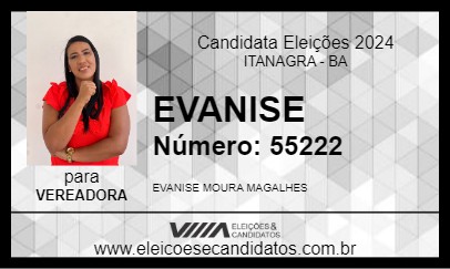 Candidato EVANISE 2024 - ITANAGRA - Eleições