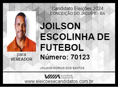 Candidato JOILSON ESCOLINHA DE FUTEBOL 2024 - CONCEIÇÃO DO JACUÍPE - Eleições