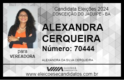 Candidato ALEXANDRA CERQUEIRA 2024 - CONCEIÇÃO DO JACUÍPE - Eleições