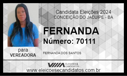 Candidato FERNANDA 2024 - CONCEIÇÃO DO JACUÍPE - Eleições