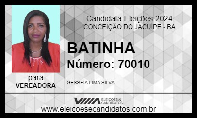 Candidato BATINHA 2024 - CONCEIÇÃO DO JACUÍPE - Eleições