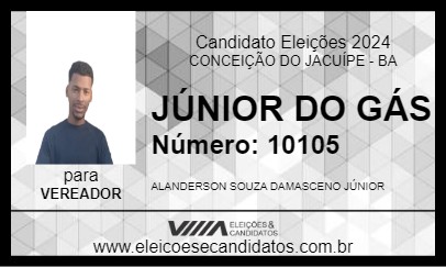 Candidato JÚNIOR DO GÁS 2024 - CONCEIÇÃO DO JACUÍPE - Eleições