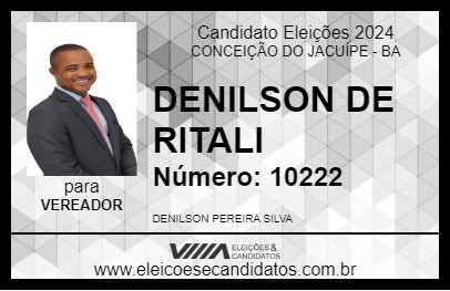 Candidato DENILSON DE RITALI 2024 - CONCEIÇÃO DO JACUÍPE - Eleições