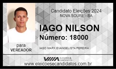 Candidato IAGO NILSON 2024 - NOVA SOURE - Eleições