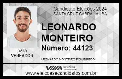 Candidato LEONARDO MONTEIRO 2024 - SANTA CRUZ CABRÁLIA - Eleições