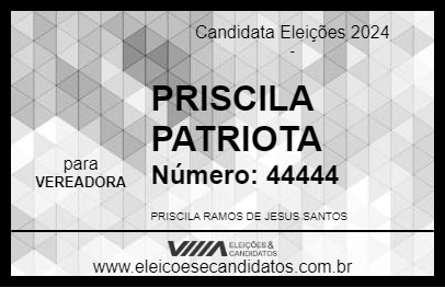 Candidato PRISCILA PATRIOTA 2024 - SANTA CRUZ CABRÁLIA - Eleições