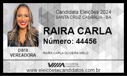 Candidato RAIRA CARLA 2024 - SANTA CRUZ CABRÁLIA - Eleições