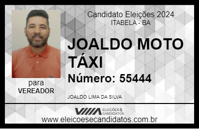 Candidato JOALDO MOTO TÁXI 2024 - ITABELA - Eleições