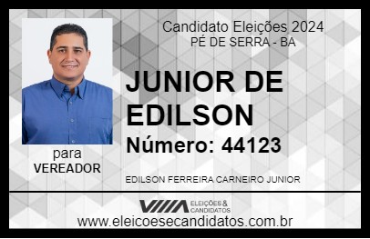 Candidato JUNIOR DE EDILSON 2024 - PÉ DE SERRA - Eleições