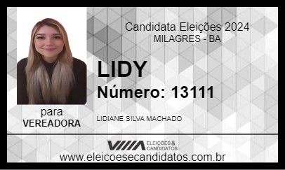 Candidato LIDY 2024 - MILAGRES - Eleições