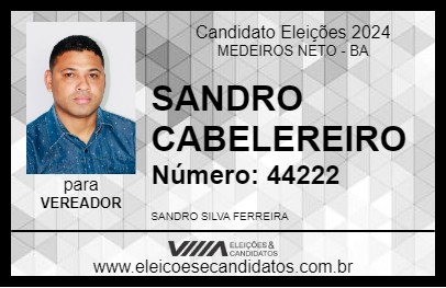 Candidato SANDRO CABELEREIRO 2024 - MEDEIROS NETO - Eleições