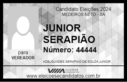 Candidato JUNIOR SERAPIÃO 2024 - MEDEIROS NETO - Eleições