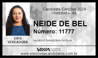 Candidato NEIDE DE BEL 2024 - ITABERABA - Eleições