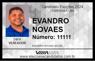 Candidato EVANDRO NOVAES 2024 - ITABERABA - Eleições