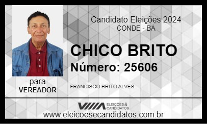 Candidato CHICO BRITO 2024 - CONDE - Eleições