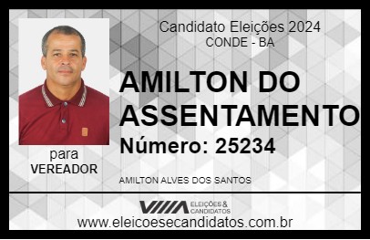 Candidato AMILTON DO ASSENTAMENTO 2024 - CONDE - Eleições