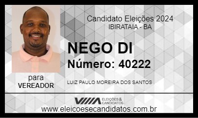 Candidato NEGO DI 2024 - IBIRATAIA - Eleições