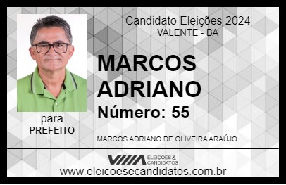 Candidato MARCOS ADRIANO 2024 - VALENTE - Eleições