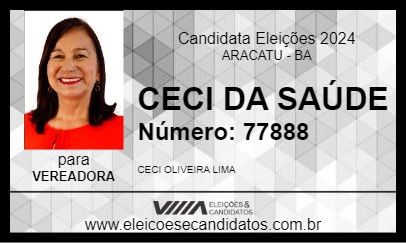 Candidato CECI DA SAÚDE 2024 - ARACATU - Eleições