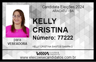 Candidato KELLY CRISTINA 2024 - ARACATU - Eleições