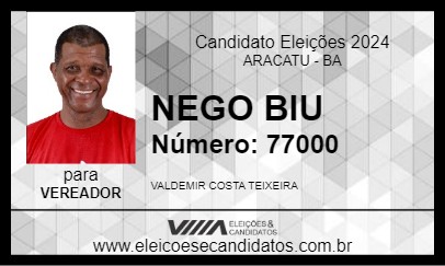 Candidato NEGO BIU 2024 - ARACATU - Eleições