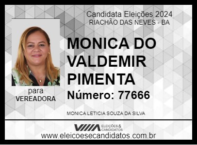 Candidato MONICA DO VALDEMIR PIMENTA 2024 - RIACHÃO DAS NEVES - Eleições