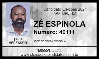 Candidato ZÉ ESPINOLA 2024 - ARATUÍPE - Eleições