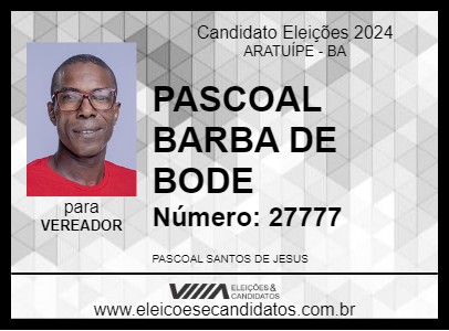 Candidato PASCOAL BARBA DE BODE 2024 - ARATUÍPE - Eleições