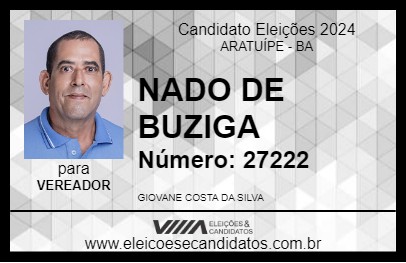 Candidato NADO DE BUZIGA 2024 - ARATUÍPE - Eleições