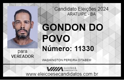 Candidato GONDON DO POVO 2024 - ARATUÍPE - Eleições