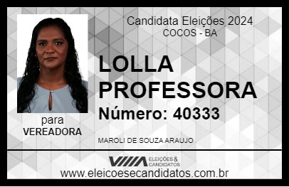 Candidato LOLLA PROFESSORA 2024 - COCOS - Eleições