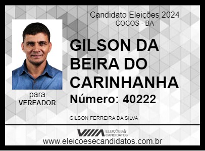 Candidato GILSON DA BEIRA DO CARINHANHA 2024 - COCOS - Eleições