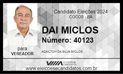 Candidato DAI MICLOS 2024 - COCOS - Eleições