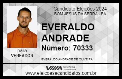 Candidato EVERALDO ANDRADE 2024 - BOM JESUS DA SERRA - Eleições