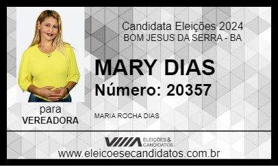 Candidato MARY DIAS 2024 - BOM JESUS DA SERRA - Eleições