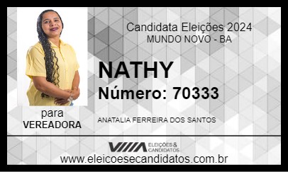 Candidato NATHY 2024 - MUNDO NOVO - Eleições