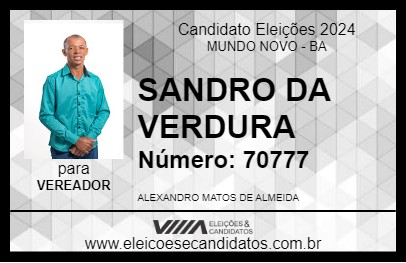 Candidato SANDRO DA VERDURA 2024 - MUNDO NOVO - Eleições