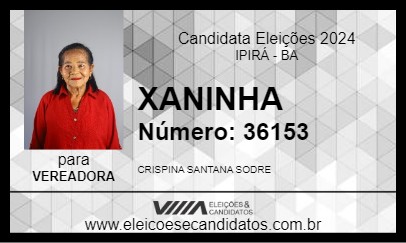 Candidato XANINHA 2024 - IPIRÁ - Eleições