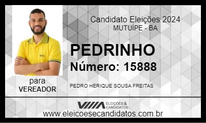 Candidato PEDRINHO 2024 - MUTUÍPE - Eleições