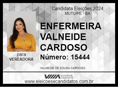 Candidato ENFERMEIRA VALNEIDE CARDOSO 2024 - MUTUÍPE - Eleições