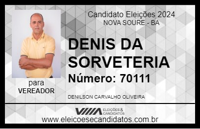 Candidato DENIS DA SORVETERIA 2024 - NOVA SOURE - Eleições